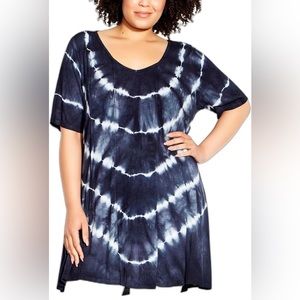 Avenue Swing Panel Navy Tie Dye Tunic Top 2X / 3X / 22 / 24 Excellent